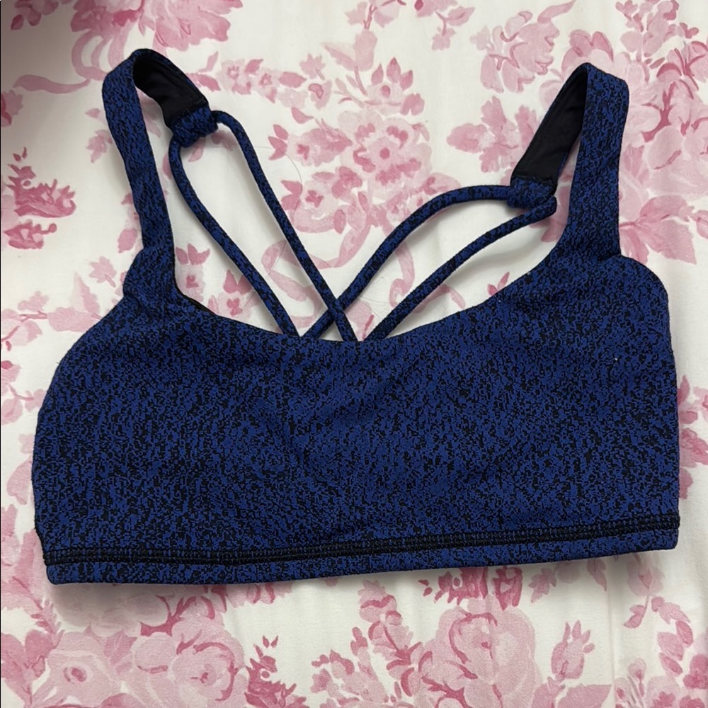 Lululemon Blue Strappy Sports Bra with Crisscross Back